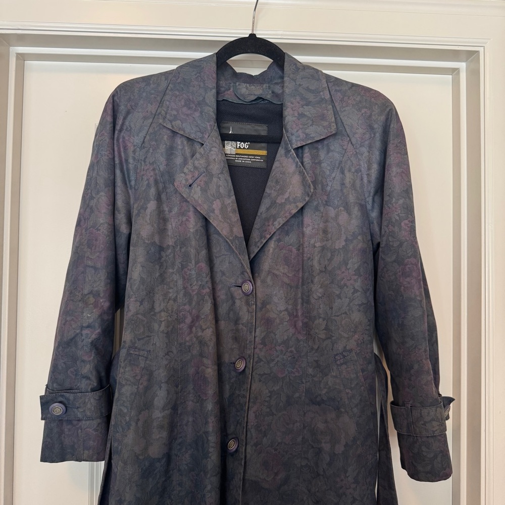 London Fog Vintage Floral Trench Coat with Removable Lining - Picture 2 of 11